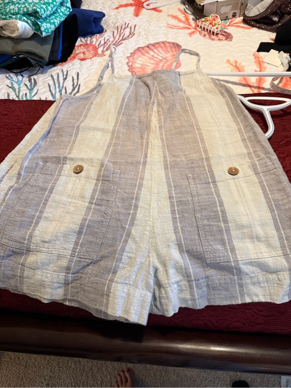 Rip Curl Beige and Light Gray Striped Women's romper